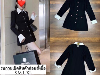 RM เดรสทรงสูทสีดำ กระดุมหน้าสีทองสวยหรูโดดเด่นใช้งานได้จริง