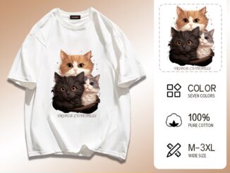 TeeFever เสื้อยืดแขนสั้นพิมพ์ลายตัวหนังสือ ลายหมาและแมว ใส่สบาย มี7สี M-3XL