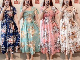 พร้อมส่ง เดรสยาวลายช่อดอกเข้าใหม่ งานสวยมากๆ อก 46 นิ้วใส่ได้ คลุมท้องได้ค่ะ