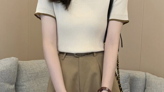เสื้อท็อปแขนสั้น คอสี่เหลี่ยม ผ้าถัก สไตล์เกาหลี แฟชั่นฤดูร้อน สําหรับผู้หญิง 52611 เสื้อท็อปแขนสั้น คอสี่เหลี่ยม ผ้าถัก สไตล์เกาหลี แฟชั่นฤดูร้อน สําหรับผู้หญิง 52611