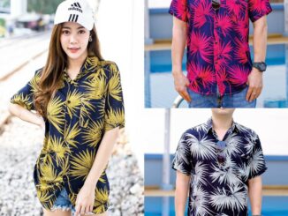 เสื้อเชิ้ตคอปกลายดอก กระดุมหน้า ใส่ได้ทั้งผู้หญิงและผู้ชาย มีขนาด SIze